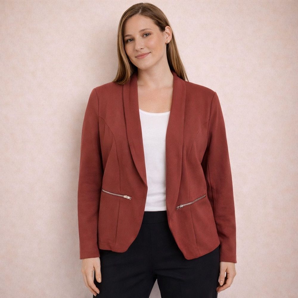 Charlotte Russe Terracotta Blazer with Zipper Details